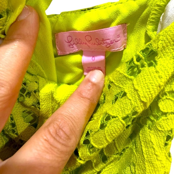 Lilly Pulitzer Celyn Lace Romper Neon Yellow/lime Eyelet Size 0 - Picture 5 of 7